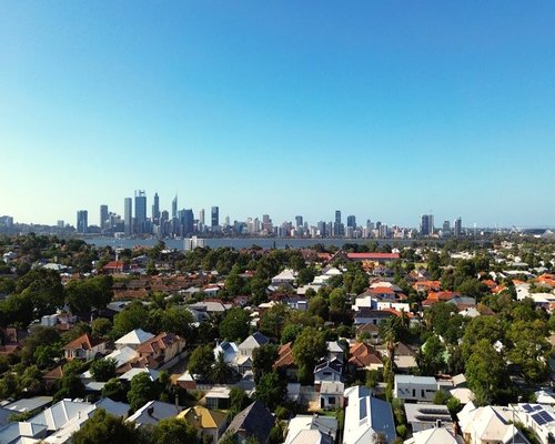 Perth Swan River urban view with clear skies